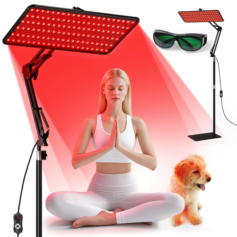 Morfone Red Light Therapy for Body Face TriWavelength 660nm 850nm 940nm LED Infrared Light Therapy Lamp Panel with Adjustable Stand Protective Glasses for Home Use Gift for Women Girl Medium - Image 3