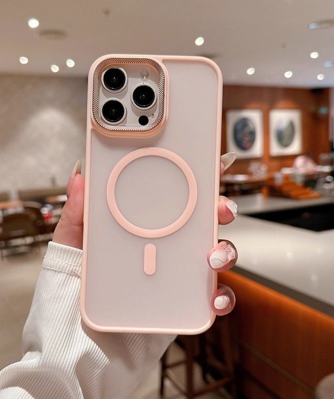 for iPhone 16 Case Compatible with MagSafe,Magnetic Phone Case for iPhone 16,Diamond Texture Matte Anti-Fingerprint Shockproof Luxury INS Style Protective Cover Baby Pink - Image 5