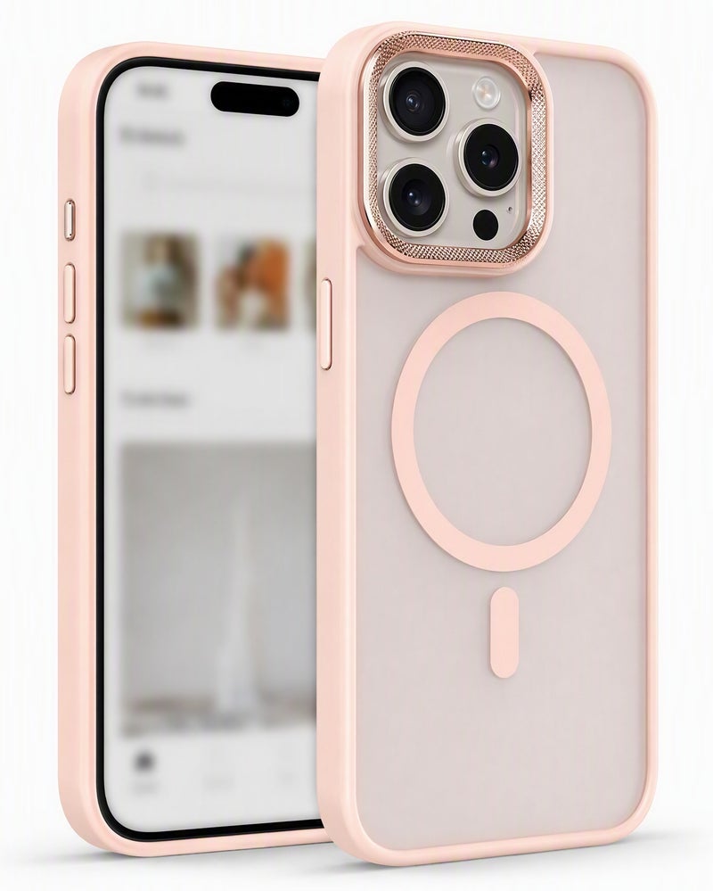 for iPhone 16 Case Compatible with MagSafe,Magnetic Phone Case for iPhone 16,Diamond Texture Matte Anti-Fingerprint Shockproof Luxury INS Style Protective Cover Baby Pink - Image 1