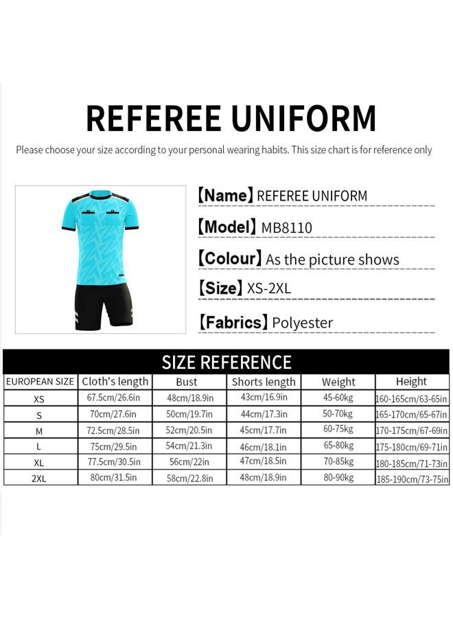 Shinestone Referee Uniform Bundle - Men's Soccer Pro Jersey and Shorts for Basketball, Football Sports (Blue, L) - Image 2