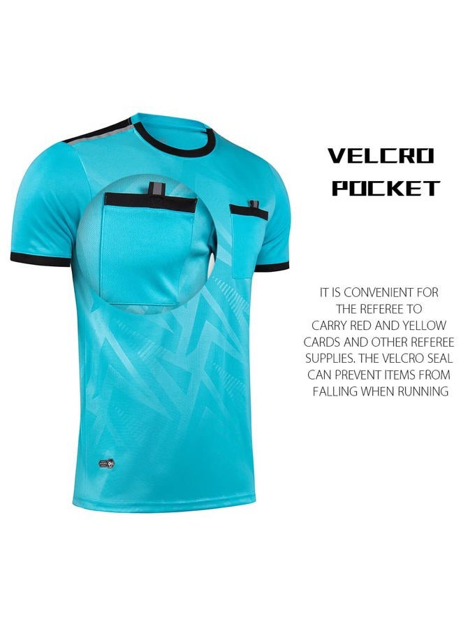Shinestone Referee Uniform Bundle - Men's Soccer Pro Jersey and Shorts for Basketball, Football Sports (Blue, L) - Image 4