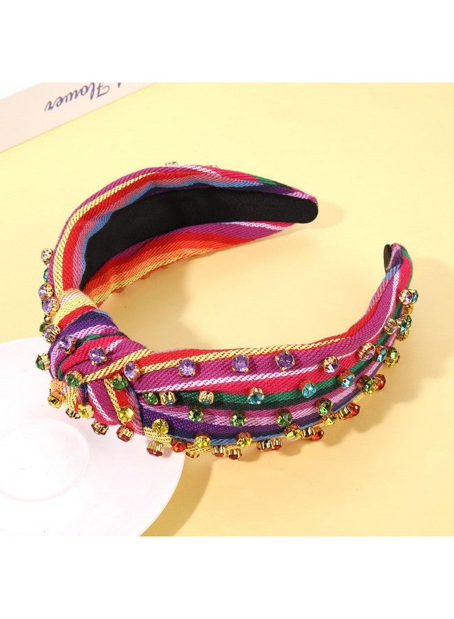 YAHPERN Mexican Headband For Women Cinco De Mayo Headband Beaded Fiesta Knotted Headband Jeweled Crystal Headband Holiday Accessories - Image 2