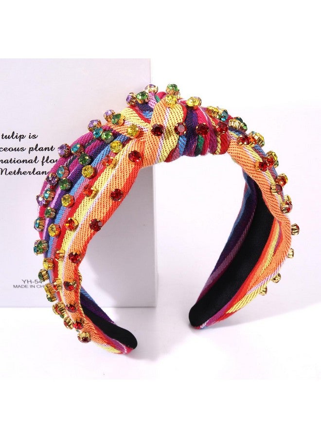 YAHPERN Mexican Headband For Women Cinco De Mayo Headband Beaded Fiesta Knotted Headband Jeweled Crystal Headband Holiday Accessories - Image 3
