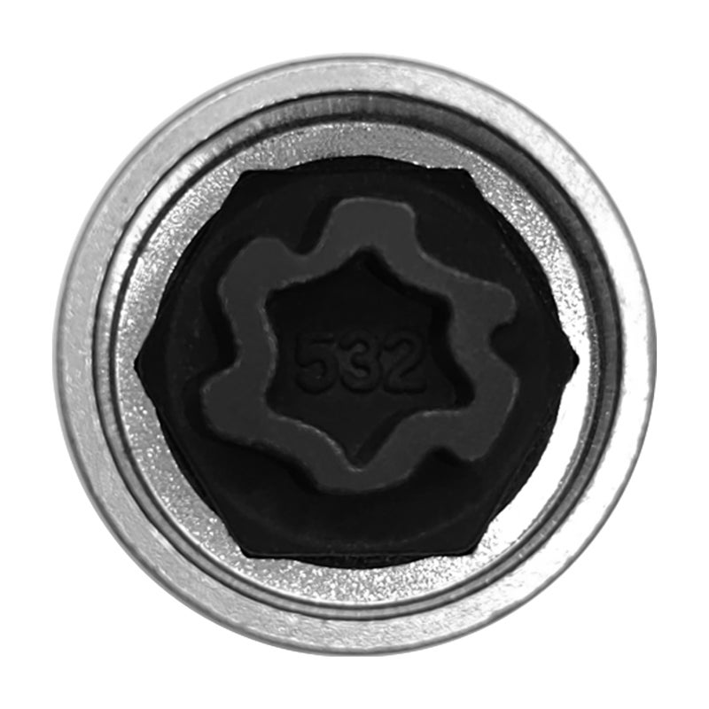 Anti-theft Screw Socket Wrench Silver 532 Unique Customized Fit - Vehicle Wheel Theft Protection Security Master Locking Wheel Nut Key for Car Owners - Image 1