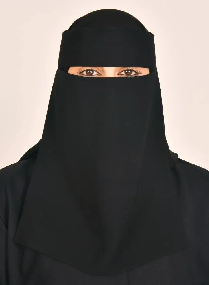 lamha abaya Long embroidered niqab with tie closure