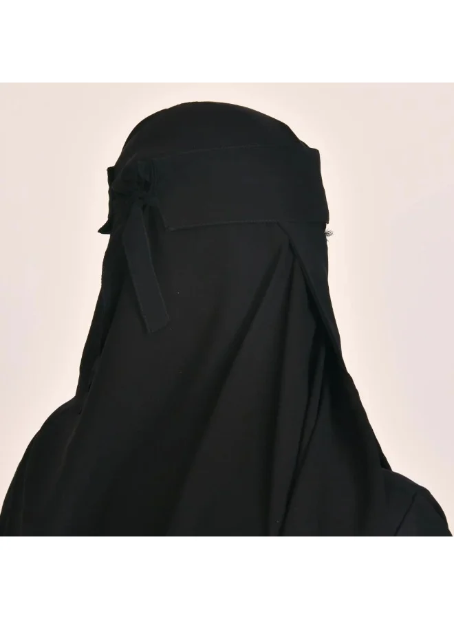 lamha abaya Long embroidered niqab with tie closure