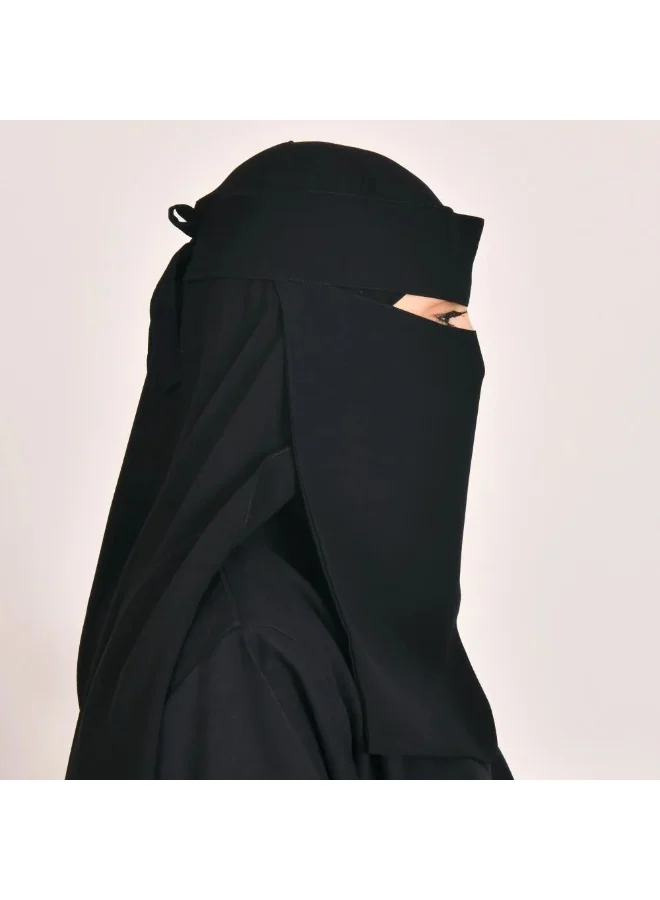lamha abaya Long embroidered niqab with tie closure