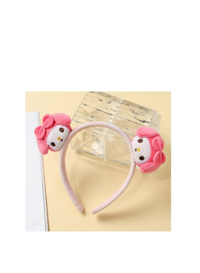 Three Piece Set — Girl's Knitted Collar Love Cartoon Sweet Dress, Hair Hoop, Handbag  - Image 3