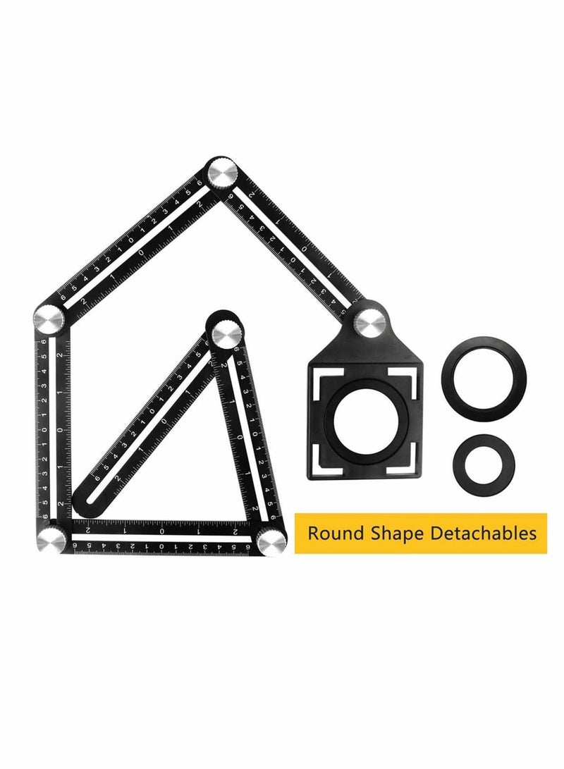 Multi Angle Measuring Ruler, Aluminum Alloy Template Tool Drill Guide Ceramic Tile Hole Punch Locator, 6 Fold Measuring Tool for DIY Handymen Builders Carpenters, Tilers, Craftsmen - Image 2