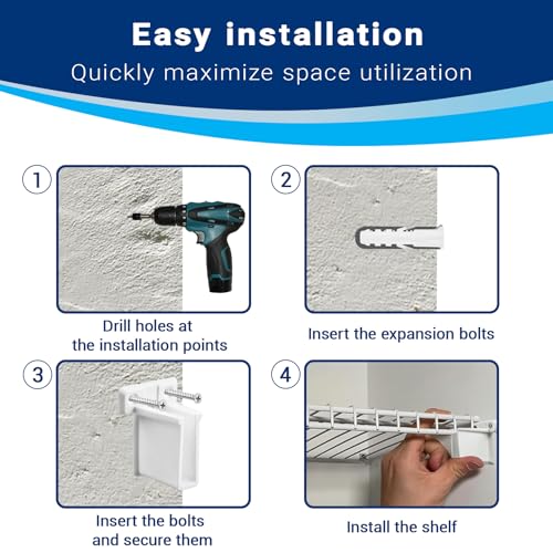 Hufopik 4 Pack Wire Shelf End Bracket, Designed for Closetmaid Wire Shelving, Wall Mount Brackets for Shelves Closet, Screws Included, Wire Shelf Clips, Wall Shelf Brackets, Closet Wire Shelving - Image 5