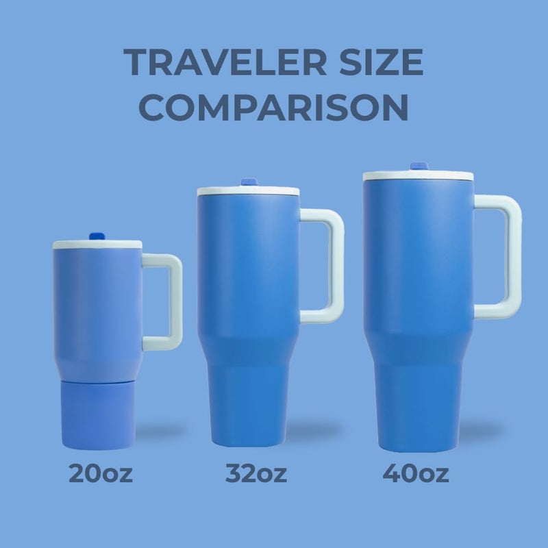 HydroJug Traveler - 40 oz Water Bottle with Handle & Flip Straw - Fits in Cup Holder, Leak Resistant Tumbler-Reusable Insulated Stainless Steel & Rubber Base - Gifts for Women & Men, Riptide - Image 3
