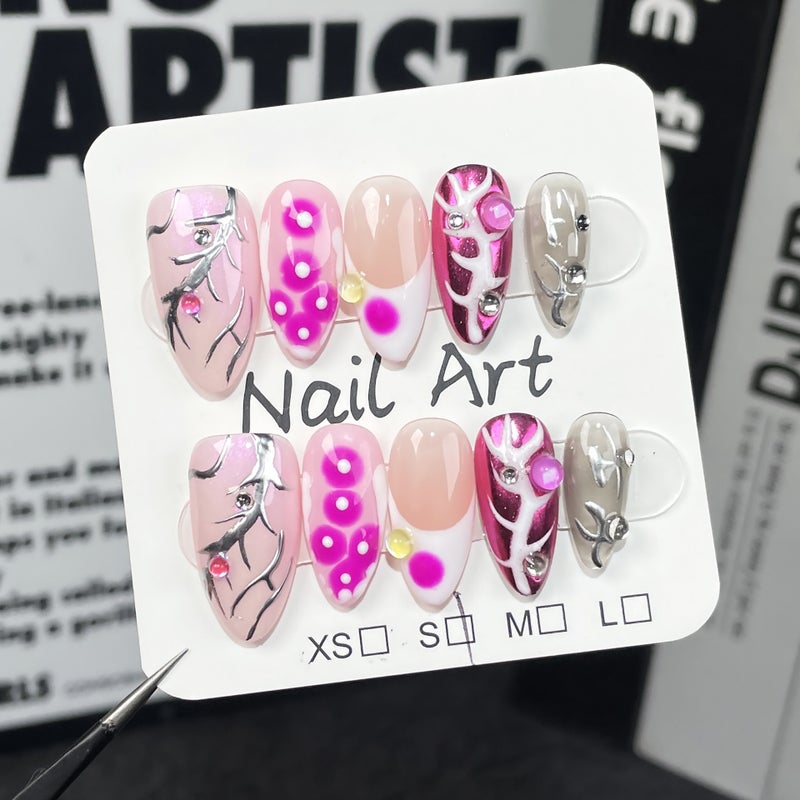 Chinese Almond Hand-Worn Armour Girls Ins Wind Long Nail Patch Wearable Nail Stickers - Image 1