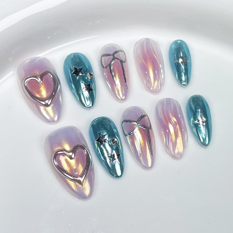 Chinese Almond Hand-Worn Armour Girls Ins Wind Long Nail Patch Wearable Nail Stickers - Image 5