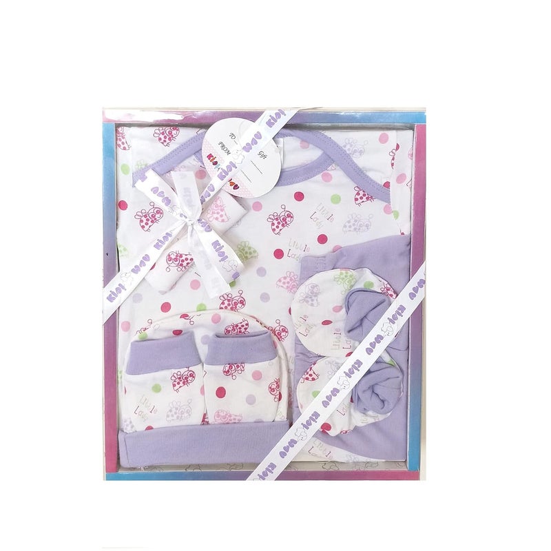 EIO Baby Gifts Set for New Born Unisex Clothing Gift Hamper 6Pcs (Purple) - Image 1