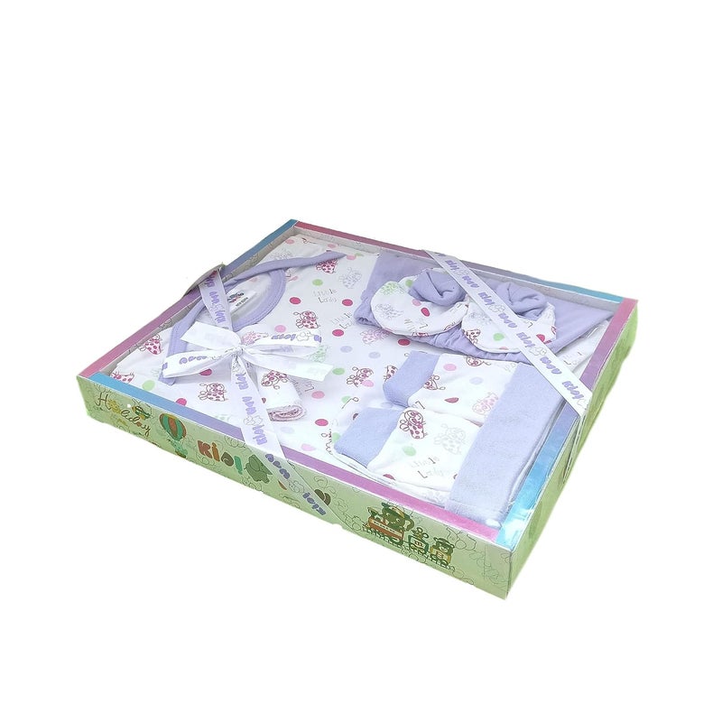 EIO Baby Gifts Set for New Born Unisex Clothing Gift Hamper 6Pcs (Purple) - Image 2