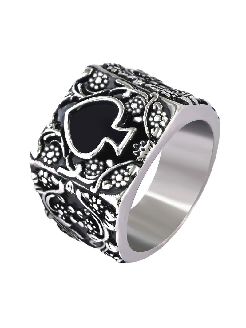 JAJAFOOK Jewelry Men's Stainless Steel Rings, Ace of Spades Gothic Skeleton Biker Tribe Retro Bands (10) - Image 1