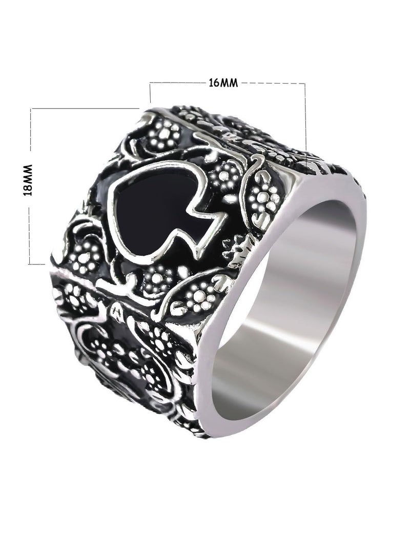 JAJAFOOK Jewelry Men's Stainless Steel Rings, Ace of Spades Gothic Skeleton Biker Tribe Retro Bands (10) - Image 2