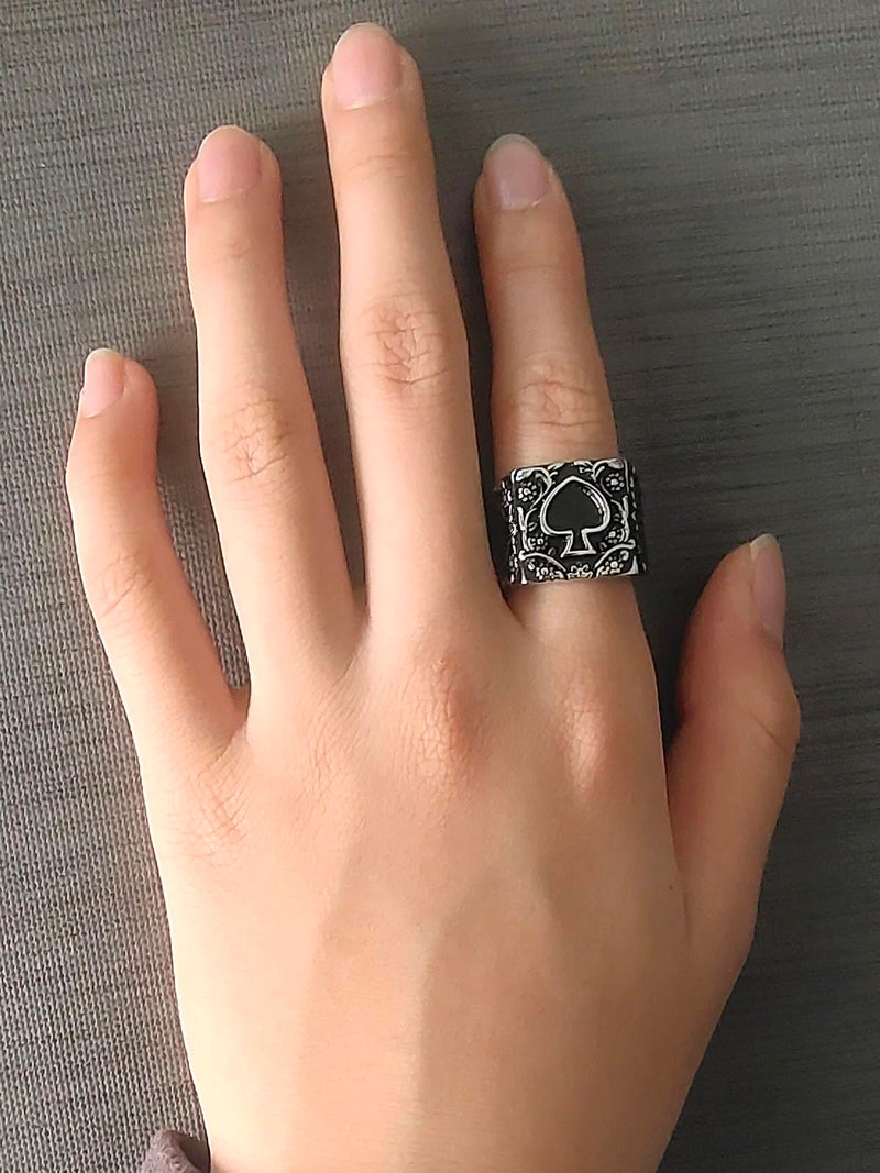 JAJAFOOK Jewelry Men's Stainless Steel Rings, Ace of Spades Gothic Skeleton Biker Tribe Retro Bands (10) - Image 5