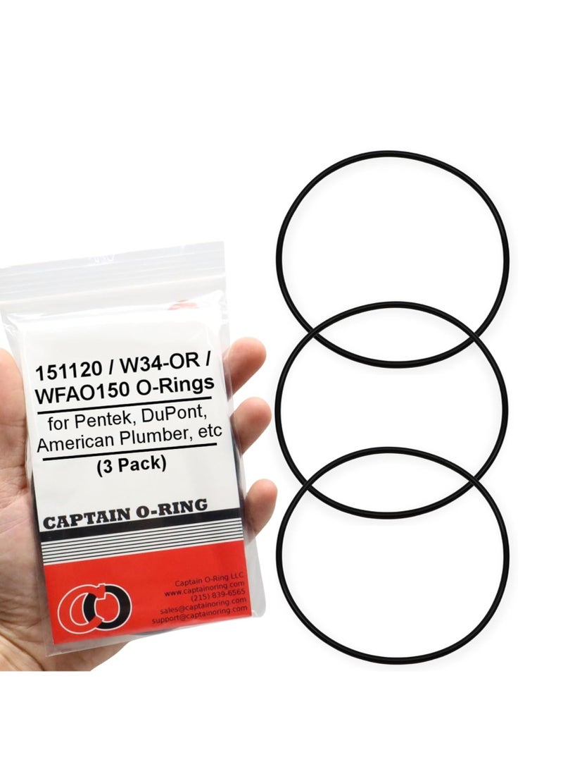 Captain O-Ring - Replacement 151120 / W34-OR O-Ring Compatible with Pentek Water Filter Housing (3 Pack) [Also Called 152030, WFAO150, EV3112-40, etc - Image 1