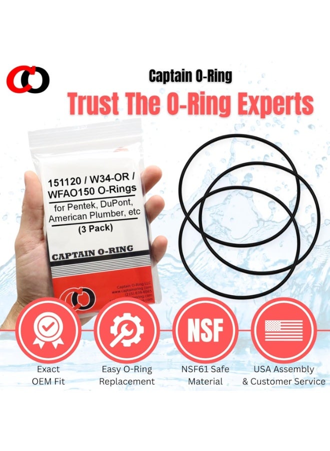 Captain O-Ring - Replacement 151120 / W34-OR O-Ring Compatible with Pentek Water Filter Housing (3 Pack) [Also Called 152030, WFAO150, EV3112-40, etc - Image 5