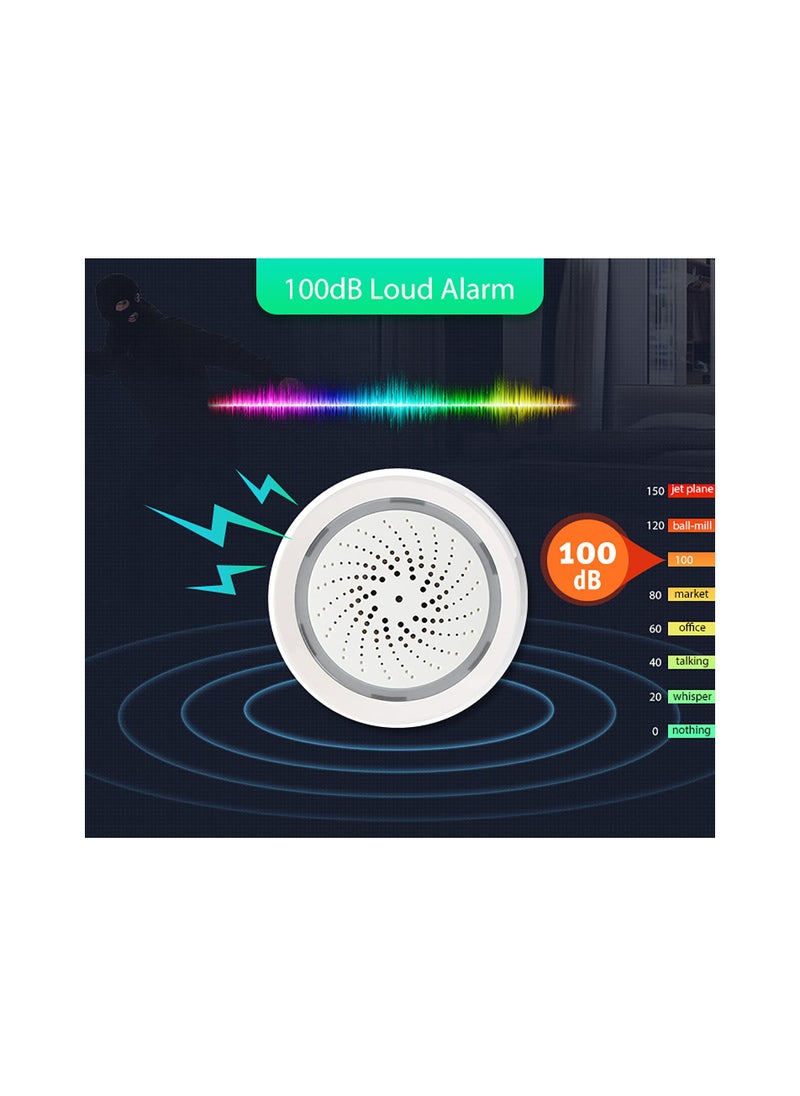 Generic - Smart Wireless Wi-Fi Siren Alarm with 100dB Sound and Light, Tuya App Control, No Hub Needed, Compatible with Alexa & Google Assistant, Ideal for Home & Apartment (1 Pack) - Image 1