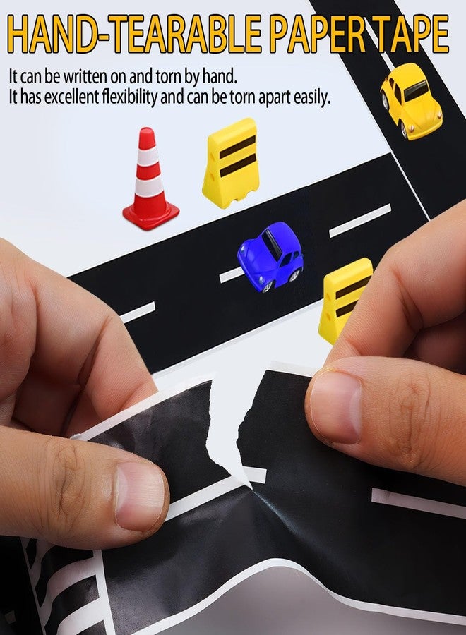 Quadafy 3 Rolls Roadway Tape, Race Cars Decorations for Kids Birthday Party, Race Track Tape Easy to Stick and Tear Without Leaving Any Traces, 2 Inch Wide 49 FT Long 2 Types of Road Tape - Image 5