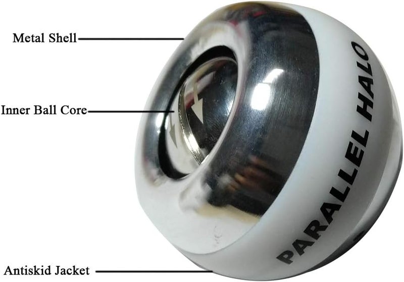 Parallel Halo All Metal Power Wrist Gyro Ball AUTO Start Wrist Exercises Weighted Solid Gyroscope Torque Ball Forearm Exerciser Arm Strengthener for Stronger Muscle and Bone - Image 2