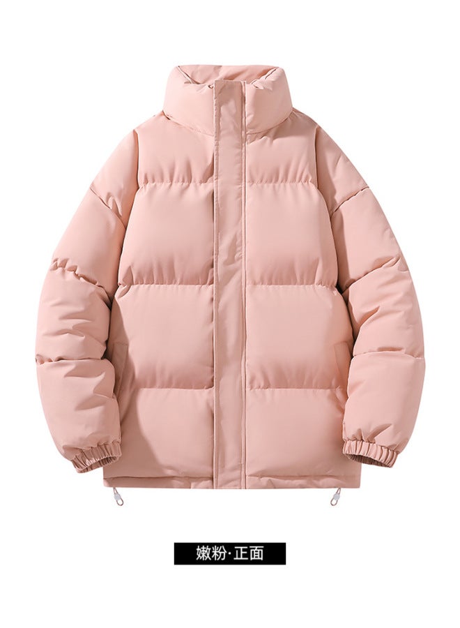 Solid Color Cotton Jacket For Men And Women, Couple's Trendy Loose Stand Collar Puffer Jacket, Winter Cold-proof Warm Thick Versatile Cotton Coat Top