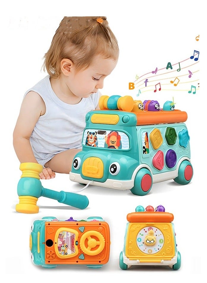 Haidue Pounding Toys For Toddlers Educational Toy Pull Along Bus Gopher Toy For Boys Girls Birthday Gift - Image 1