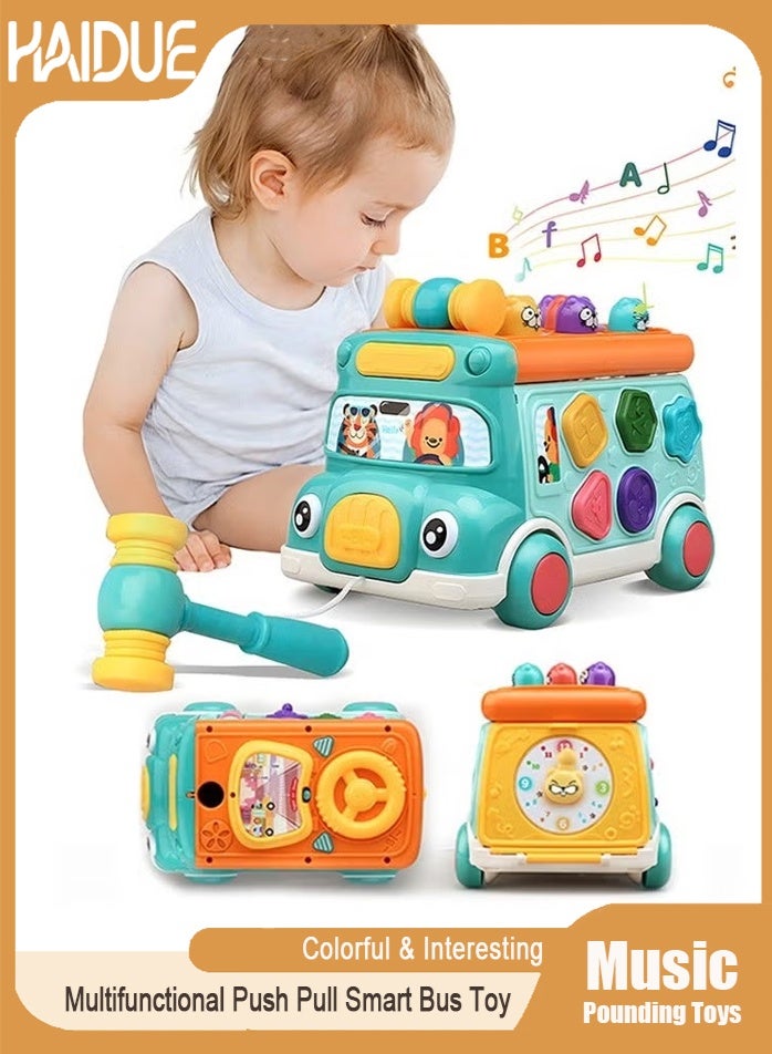 Haidue Pounding Toys For Toddlers Educational Toy Pull Along Bus Gopher Toy For Boys Girls Birthday Gift - Image 1