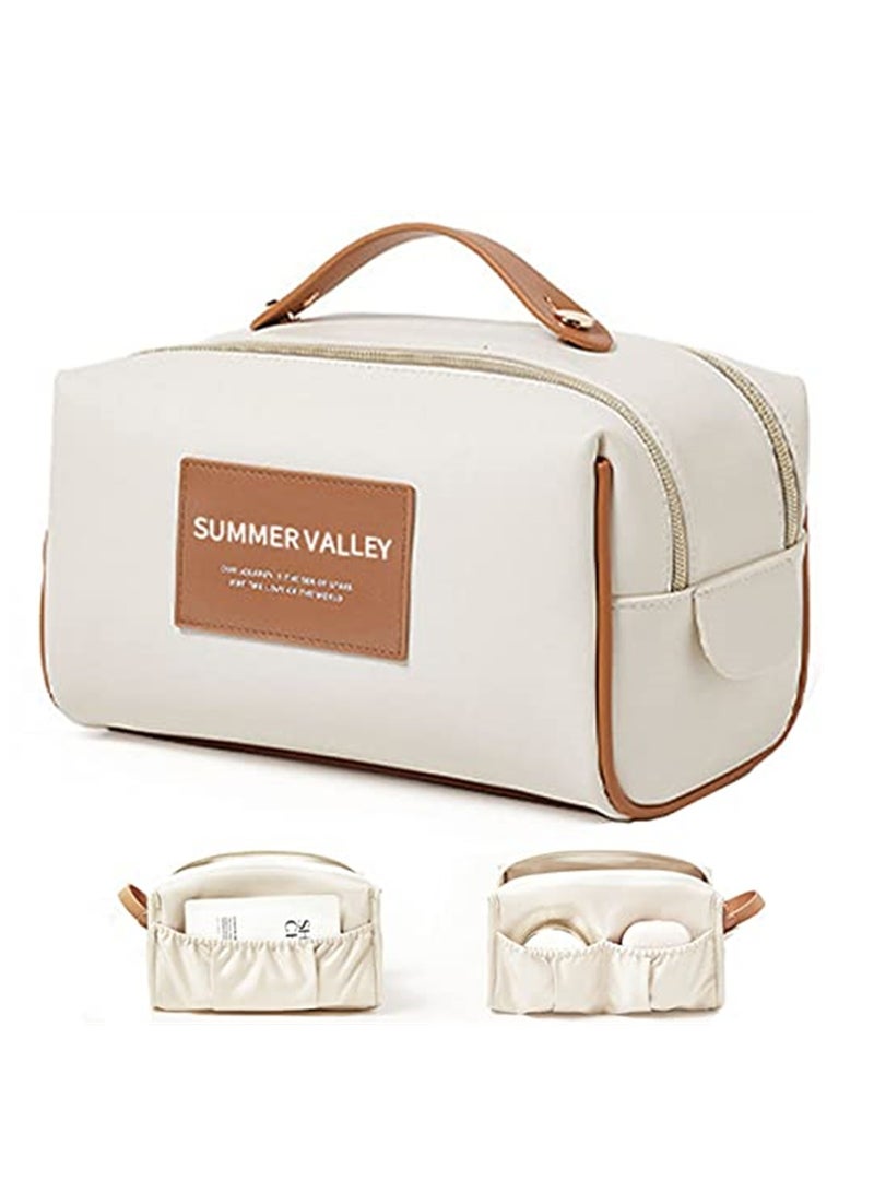 Stylish Retro Waterproof Makeup Bag, Large Capacity PU Wash Bag for Travel and Daily Use - Image 1