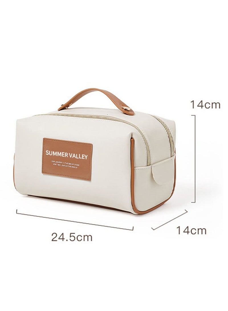 Stylish Retro Waterproof Makeup Bag, Large Capacity PU Wash Bag for Travel and Daily Use - Image 2
