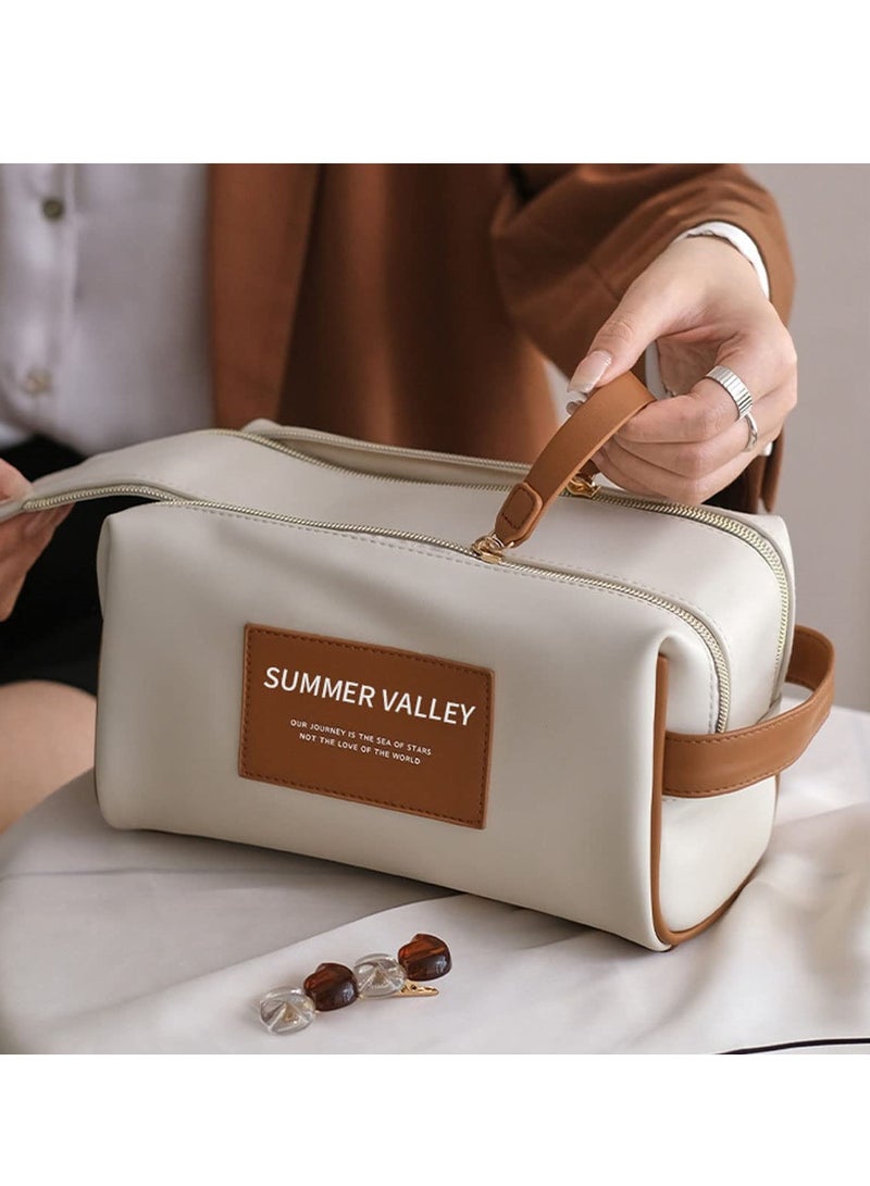 Stylish Retro Waterproof Makeup Bag, Large Capacity PU Wash Bag for Travel and Daily Use - Image 3