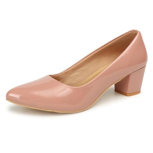 Denill Women's Pump Block Heel, 3 UK - Peach - Image 1