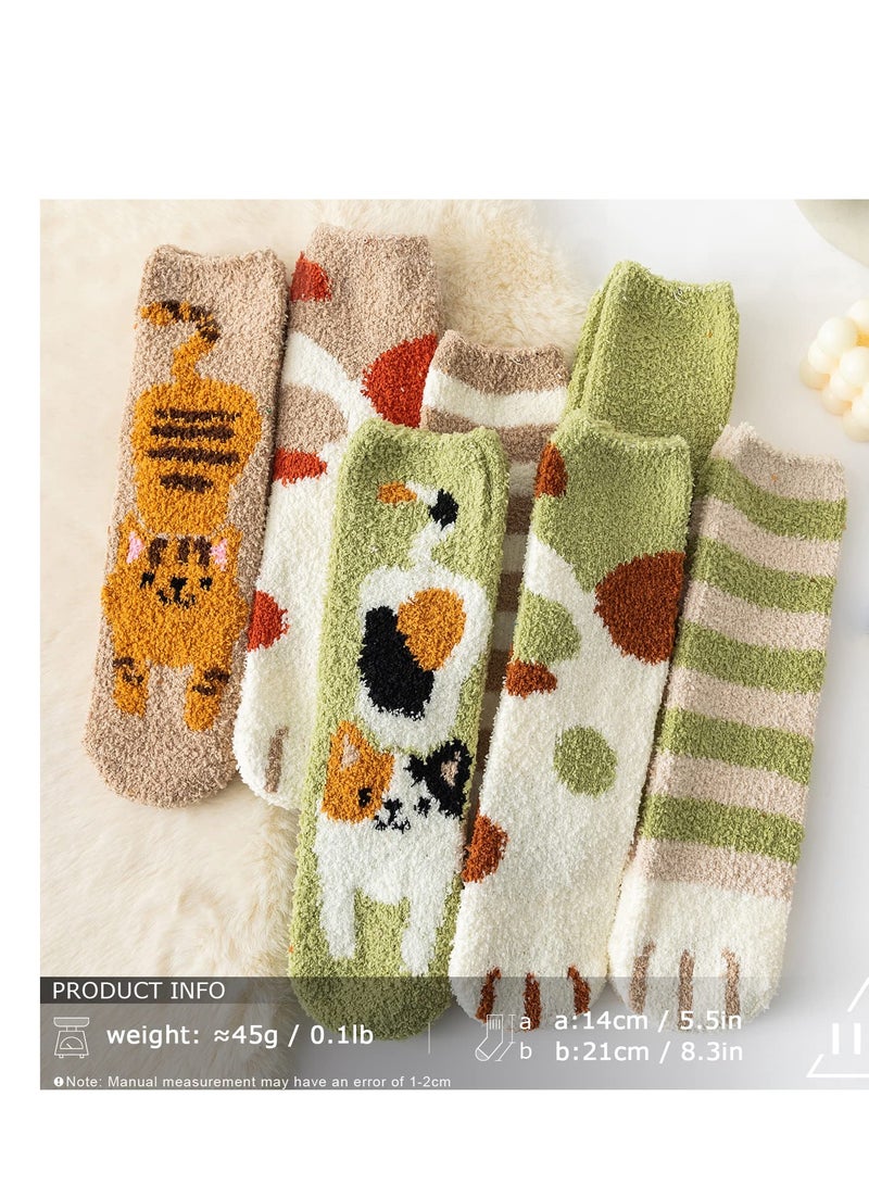 SYOSI Womens Soft Cute Funny Animal Socks, 5 Pairs Non-shedding Womens Soft Fuzzy Socks, Winter Colorful Slipper Socks, Winter Warm Socks, Cute Fluffy Sleeping Gift - Image 2
