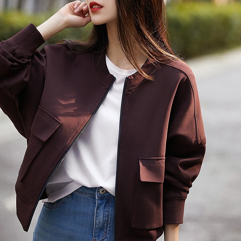 Autum Xiaohan'S "Pragmatism" Design Short Workwear Baseball Jacket - Image 2