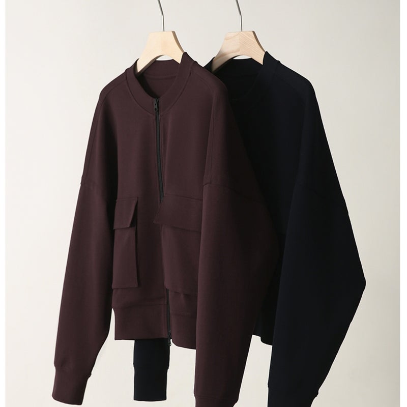 Autum Xiaohan'S "Pragmatism" Design Short Workwear Baseball Jacket - Image 5