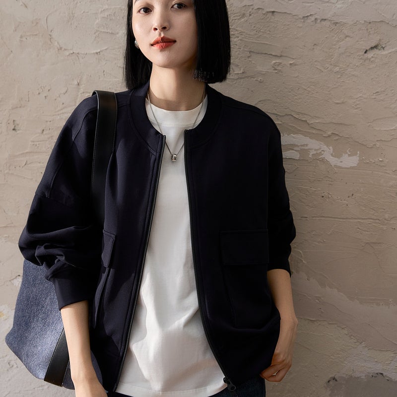Autum Xiaohan'S "Pragmatism" Design Short Workwear Baseball Jacket - Image 3