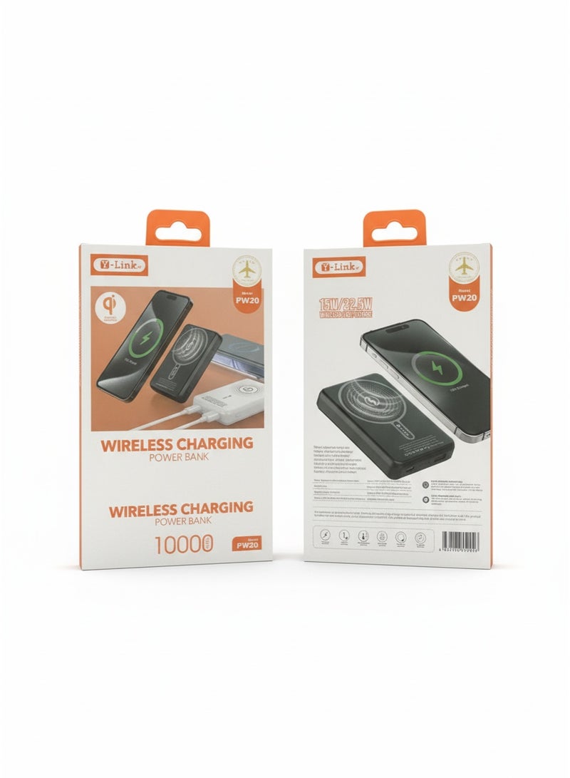بنك الطاقة اللاسلكي المغناطيسي Y-Link بسعة 10000 مللي أمبير | شحن سريع بقوة 22.5 واط PD/QC3.0 شاحن محمول