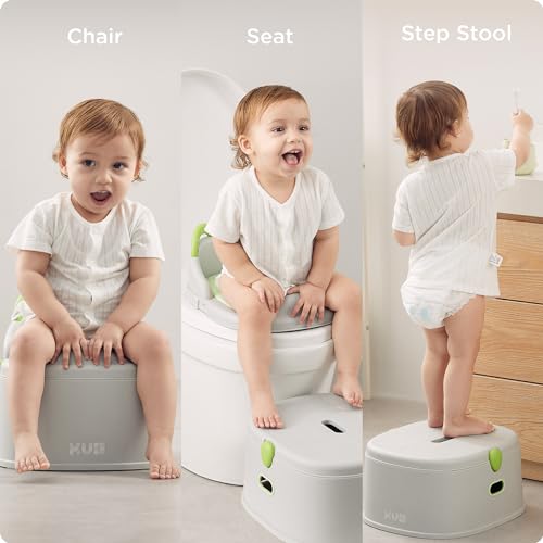 KUB KÜB 3-in-1 Potty Training Toilet (Chair, Seat, Step Stool) - 9 CM Splash Guard, One-Click Assembly, Easy to Clean - Versatile Toddler Potty Trainer for Boy Girl - Grey - Image 2