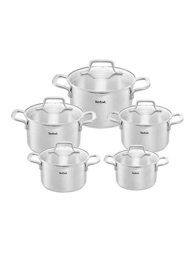 Tefal Duetto Stewpot Stainless Steel Set with Glass lid, Size (20-24-26-28-30) cm -Silver Silver - Image 1