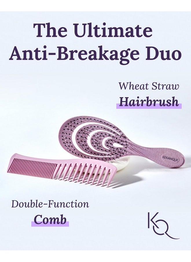 Keranique Detangling Brush And Comb Set Gentle On Scalp Detangler Hair Brush And Styling Comb For Women Hair Comb And Hairbrush For Thin Thick Curly Straight And All Other Womens Hair Types By Keranique  - Image 2