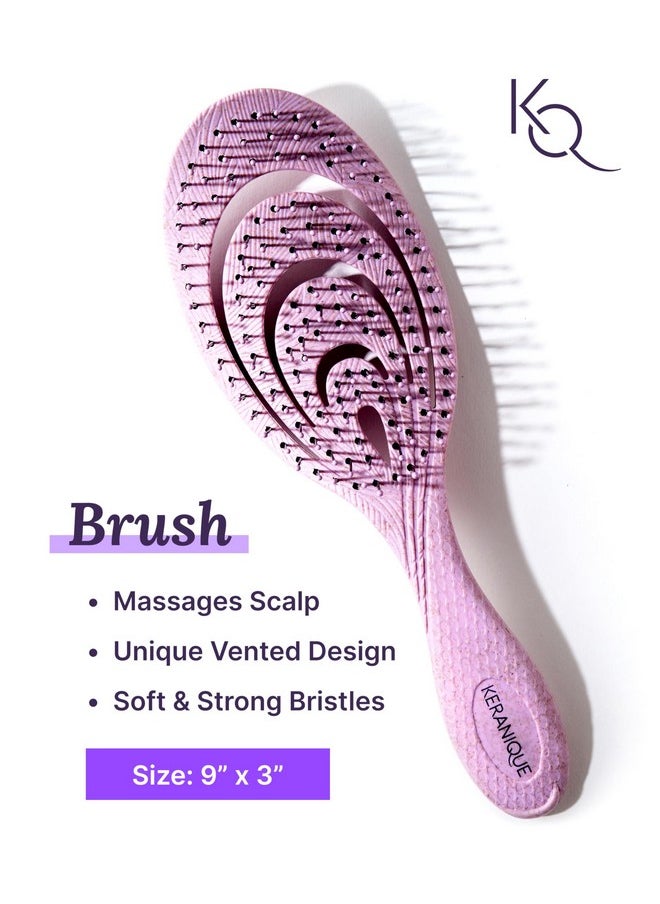 Keranique Detangling Brush And Comb Set Gentle On Scalp Detangler Hair Brush And Styling Comb For Women Hair Comb And Hairbrush For Thin Thick Curly Straight And All Other Womens Hair Types By Keranique  - Image 4