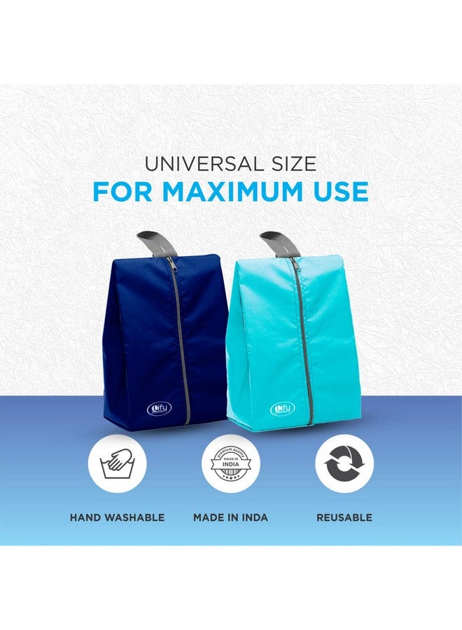 Lify مجموعة حقائب تنظيم تخزين الأحذية من ليفي، قماش نايلون مقاوم للماء مع سحاب قوي للسفر (12 قطعة) (أزرق داكن3 + أزرق أكوا3 + رمادي3 + فوسفوري3) - Image 4