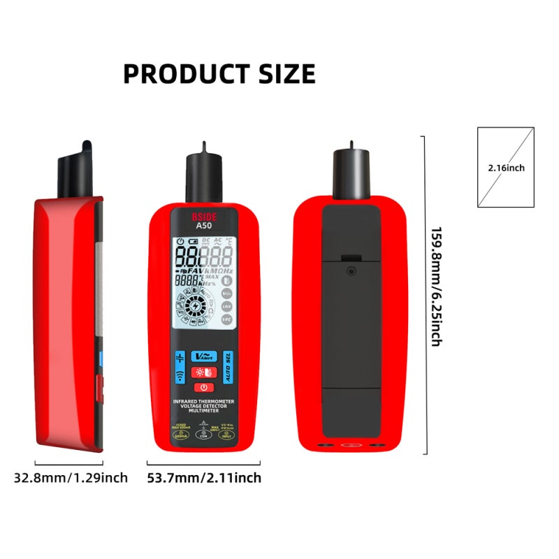 BSIDE 2in1 Handheld Multimeter Electrical Test Pen Digital 6000 Counts Multimeter Leakage Tester Professional Voltage Current Capacitance Resistance Frequency Diode Duty Cycle Tester Digital LCD Display - Image 5