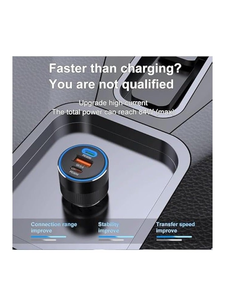erorex 84W USB C Fast Car Charger, 3-Ports Cigarette Lighter USB Charger PD 30W + 30W & QC 3.0 Fast Car Adapter Compatible with iPhone, iPad, Tablet & Android, Car Fast Charger Power Adaptor  - Image 2