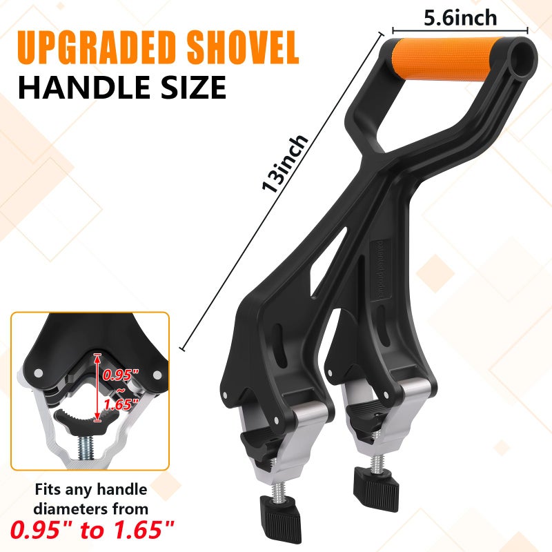 KJX Upgraded Shovel Handle Extension, Ergonomic Snow Shovel Handle Replacement, Back Saver Attachment Universal Fit for Weed Eater, Rakes, String Trimmers, Shovels and More Yard Tools - Image 2