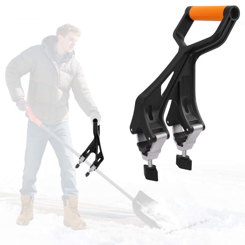 KJX Upgraded Shovel Handle Extension, Ergonomic Snow Shovel Handle Replacement, Back Saver Attachment Universal Fit for Weed Eater, Rakes, String Trimmers, Shovels and More Yard Tools - Image 1
