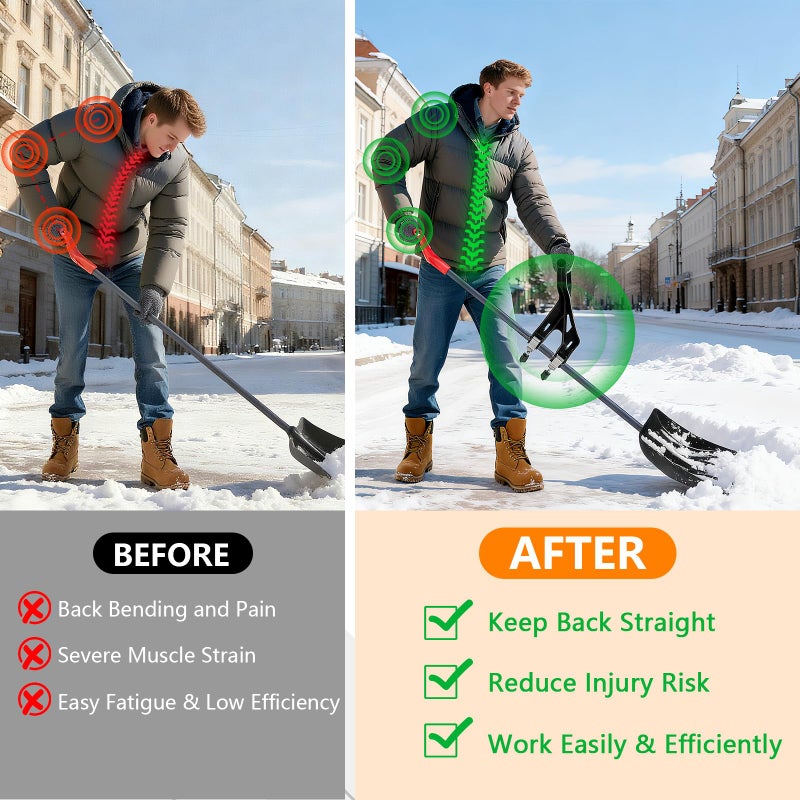 KJX Upgraded Shovel Handle Extension, Ergonomic Snow Shovel Handle Replacement, Back Saver Attachment Universal Fit for Weed Eater, Rakes, String Trimmers, Shovels and More Yard Tools - Image 4