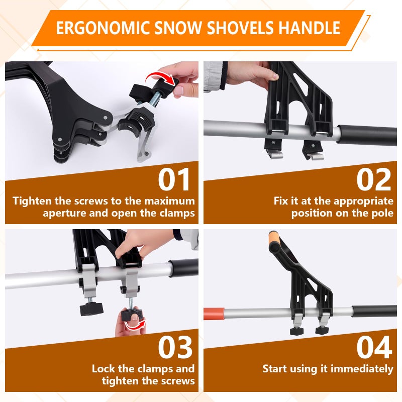 KJX Upgraded Shovel Handle Extension, Ergonomic Snow Shovel Handle Replacement, Back Saver Attachment Universal Fit for Weed Eater, Rakes, String Trimmers, Shovels and More Yard Tools - Image 5
